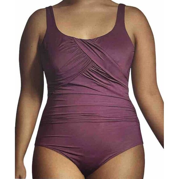 NWT Lands' End Women's SlenderSuit Carmela Tummy Control Swim Suit 24W G - Picture 3 of 9